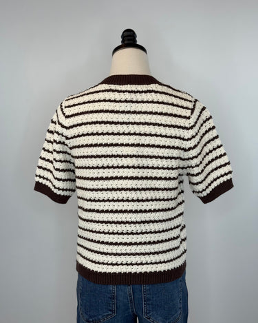 Elani Chocolate Stripe Sweater-131 - Sweaters F/W (June - Nov)-Little Bird Boutique