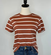 Thread and Supply Asher Tee in Brown and White Stripe-122 - Jersey Tops S/S (Dec - May)-Little Bird Boutique