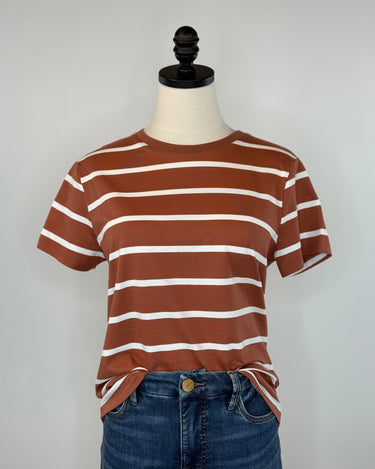 Thread and Supply Asher Tee in Brown and White Stripe-122 - Jersey Tops S/S (Dec - May)-Little Bird Boutique