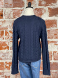 Sanctuary Cable Knit Sweater in Navy Reflection-130 Sweaters-Little Bird Boutique