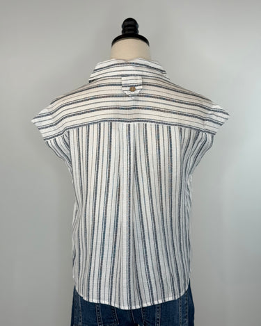Cove Top in Navy and White Stripe-111 - Woven Top F/W (June- Nov)-Little Bird Boutique