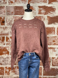 Crochet Sweater in Mahogany-130 Sweaters-Little Bird Boutique