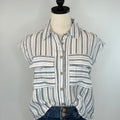 Cove Top in Navy and White Stripe-111 - Woven Top F/W (June- Nov)-Little Bird Boutique