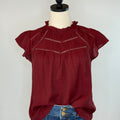 Wright Top in Brick-111 - Woven Top F/W (June- Nov)-Little Bird Boutique
