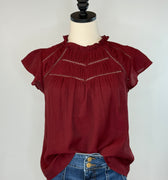Wright Top in Brick-111 - Woven Top F/W (June- Nov)-Little Bird Boutique