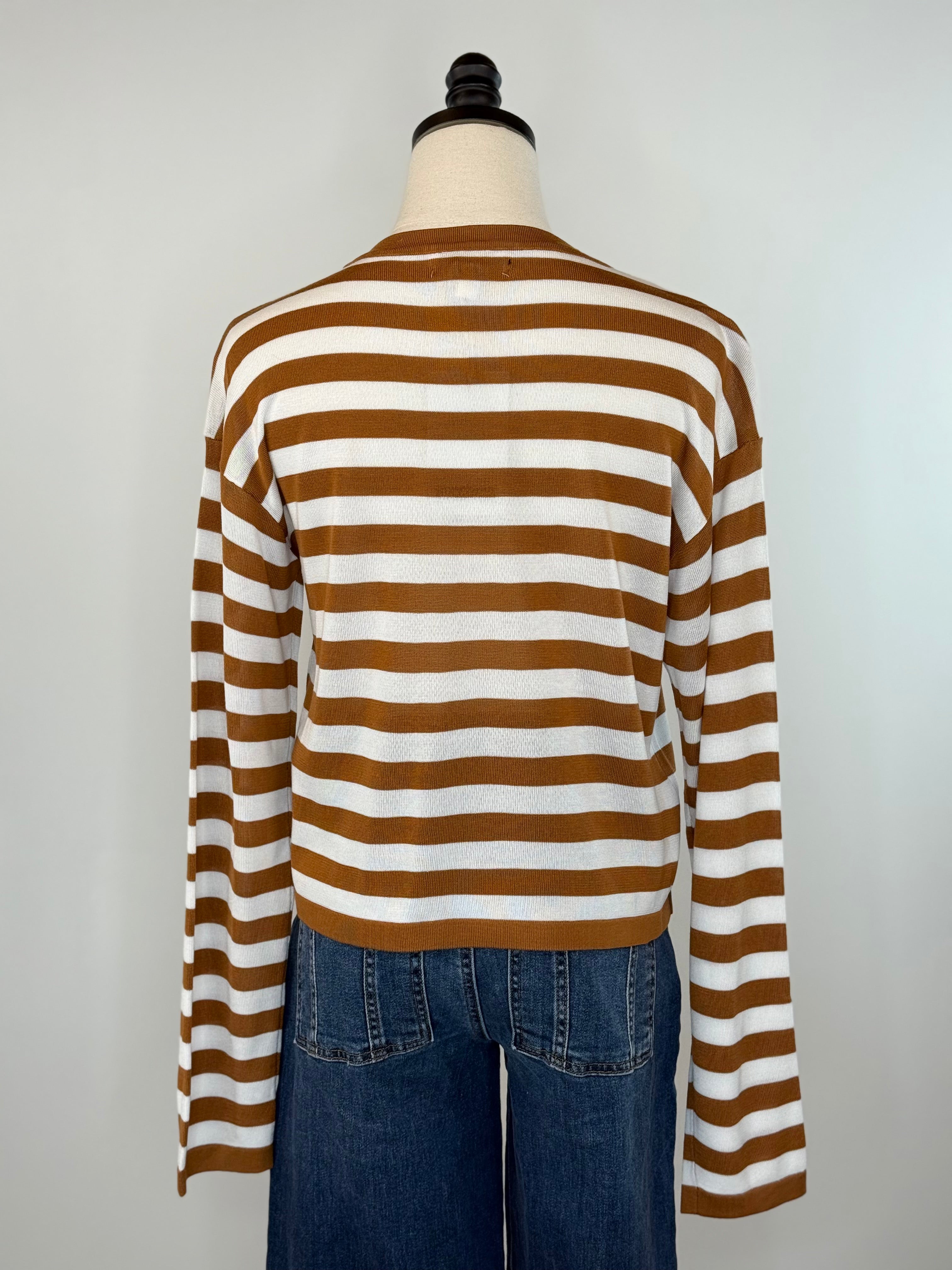 Jak and Rae Rumi Top in Cinnamon Stripe-121 - Jersey Tops F/W (June - Nov)-Little Bird Boutique
