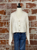 Chunky Crochet Cardigan in Sand-130 Sweaters-Little Bird Boutique