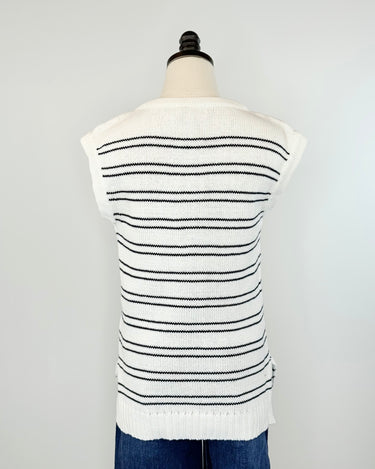 Jak and Rae Selene Sweater Vest in White and Navy Stripe-131 - Sweaters F/W (June - Nov)-Little Bird Boutique