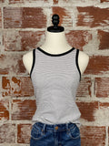 The Lenn Tank in Black and White Stripe-123 Jersey Tops - Sleeveless-Little Bird Boutique