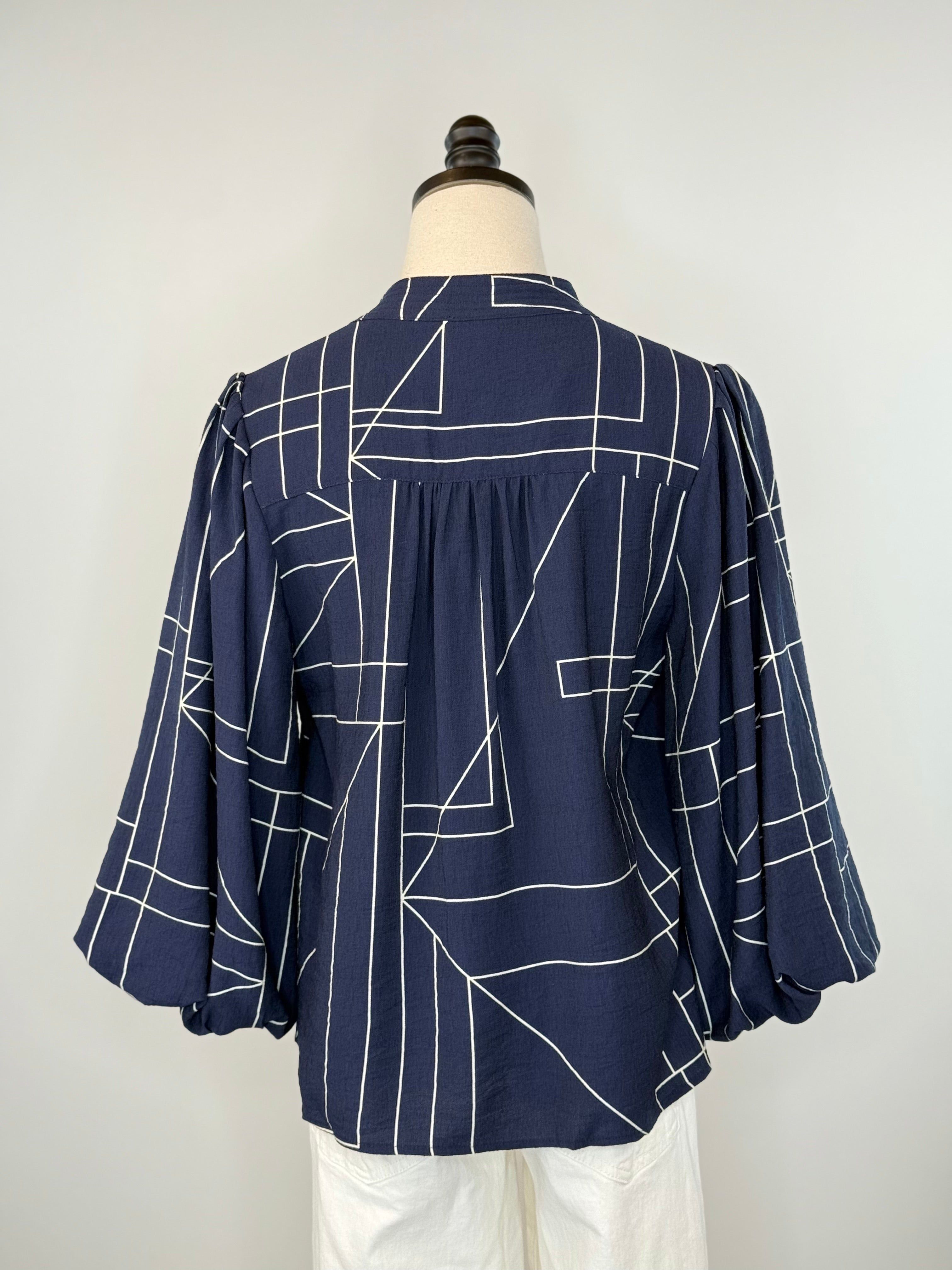 Margo Top in Navy and White-111 - Woven Top F/W (June- Nov)-Little Bird Boutique