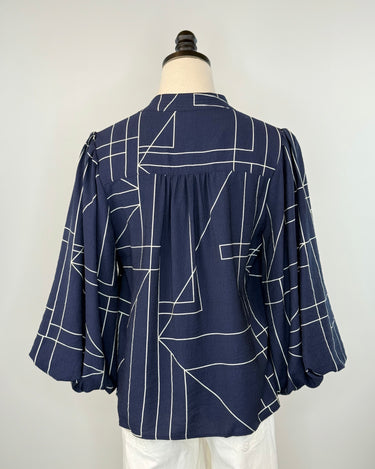 Margo Top in Navy and White-111 - Woven Top F/W (June- Nov)-Little Bird Boutique