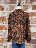 Dex Floral Blouse in Black/Cinnamon-112 Woven Tops - Long Sleeve-Little Bird Boutique