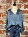 Aubrey Blouse in Teal-112 Woven Tops - Long Sleeve-Little Bird Boutique