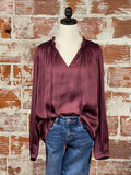 Aubrey Blouse in Wine-112 Woven Tops - Long Sleeve-Little Bird Boutique