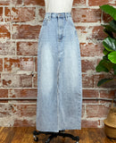 Long Denim Skirt in Light Wash-231 Skirts-Little Bird Boutique