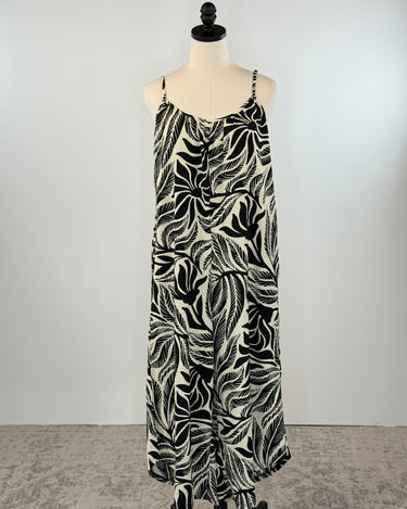 Z Supply Flared Isla Leaf Jumpsuit in Black and Cream-160 Jumpsuits/ Rompers-Little Bird Boutique