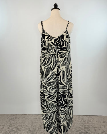Z Supply Flared Isla Leaf Jumpsuit in Black and Cream-160 Jumpsuits/ Rompers-Little Bird Boutique
