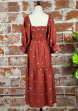 Gauze Midi Dress in Brick-152 Dresses - Long-Little Bird Boutique