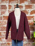 Molly Bracken Chunky Open Knit Cardigan Sweater in Merlot-130 Sweaters-Little Bird Boutique