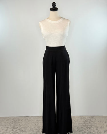 Kylie Lux Knit Pants in Black-220 Pants-Little Bird Boutique