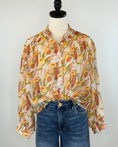 Ellie Top in Rust Floral-111 - Woven Top F/W (June- Nov)-Little Bird Boutique