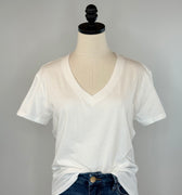 Z Supply Weekdays V Neck Tee in White-121 - Jersey Tops F/W (June - Nov)-Little Bird Boutique