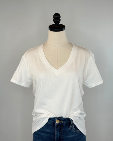 Z Supply Weekdays V Neck Tee in White-121 - Jersey Tops F/W (June - Nov)-Little Bird Boutique