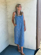 Z Supply Flared Deval Ditsy Jumpsuit in Navy-160 Jumpsuits/ Rompers-Little Bird Boutique