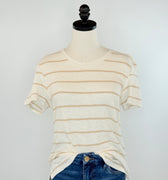 Z Supply Foundation Stripe Tee in Biscuit-121 - Jersey Tops F/W (June - Nov)-Little Bird Boutique