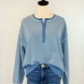 Z Supply Apollo Sweatshirt in Vintage Indigo and white Stripe-142 Sweatshirts & Hoodies-Little Bird Boutique