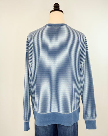 Z Supply Apollo Sweatshirt in Vintage Indigo and white Stripe-142 Sweatshirts & Hoodies-Little Bird Boutique