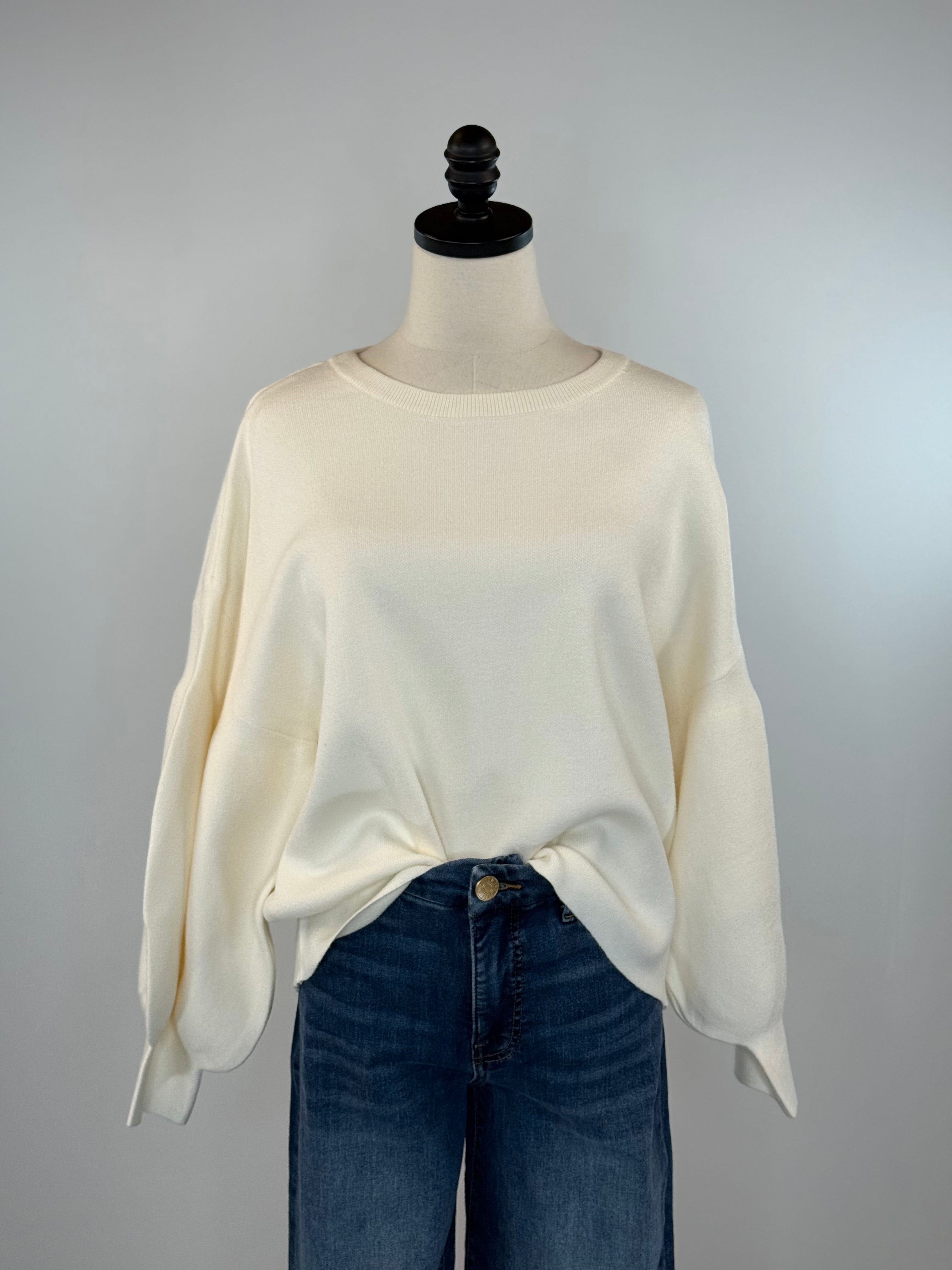 Oat New York Balloon Sweater in Cream-131 - Sweaters F/W (July - Dec)-Little Bird Boutique