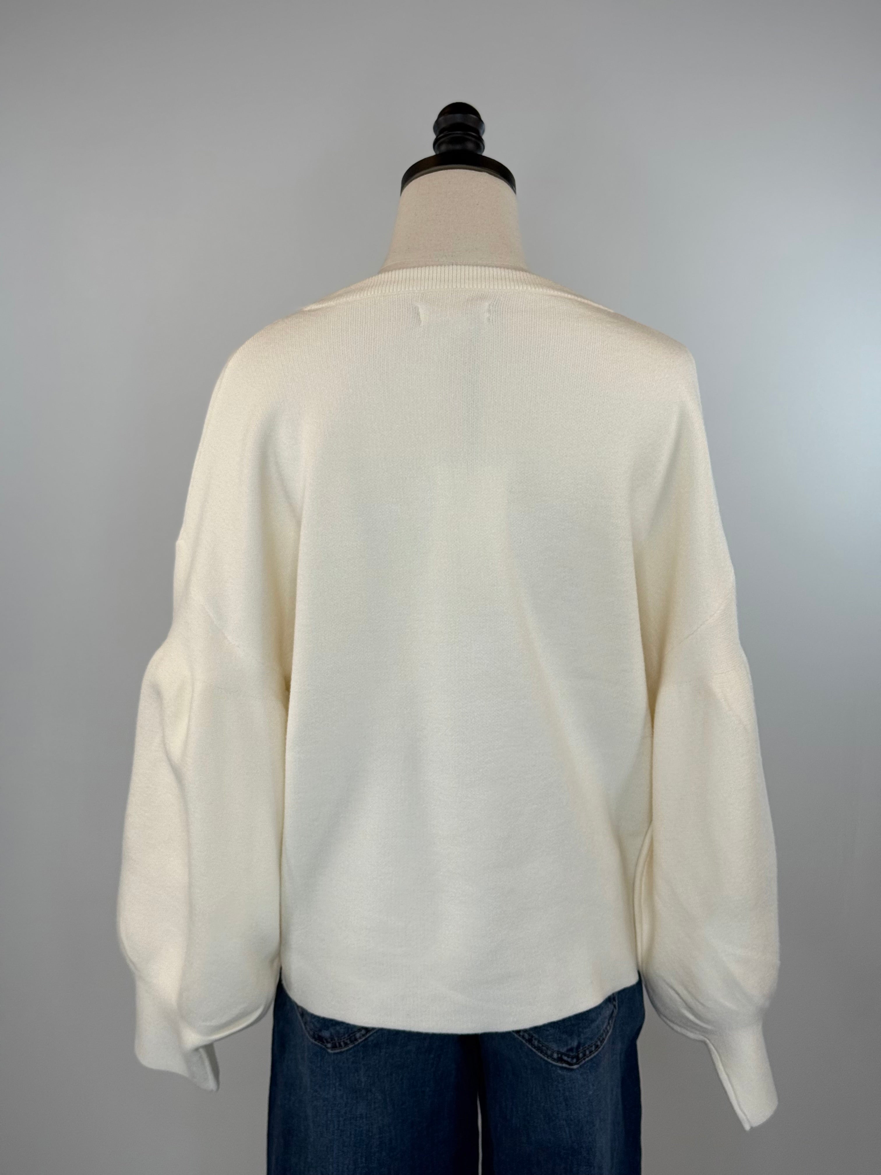 Oat New York Balloon Sweater in Cream-131 - Sweaters F/W (July - Dec)-Little Bird Boutique