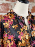 Jak & Rae Maggie Ruffle Top in Black & Gold Floral-112 Woven Tops - Long Sleeve-Little Bird Boutique