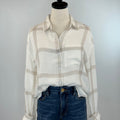 Flag and Anthem Millbury Boyfriend Shirt in Cream and Tan-111 - Woven Top F/W (June- Nov)-Little Bird Boutique