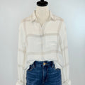 Flag and Anthem Millbury Boyfriend Shirt in Cream and Tan-111 - Woven Top F/W (June- Nov)-Little Bird Boutique