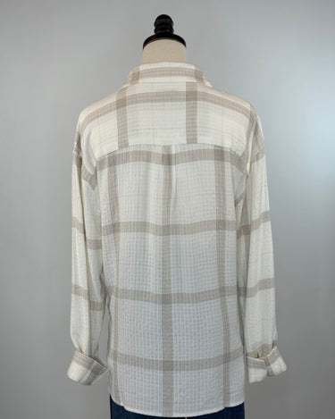 Flag and Anthem Millbury Boyfriend Shirt in Cream and Tan-111 - Woven Top F/W (June- Nov)-Little Bird Boutique