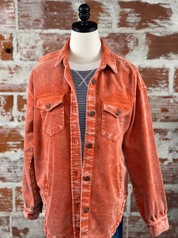 Flag & Anthem Cayce Corduroy Shirt Jacket in Coral