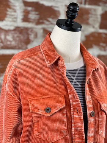 Flag & Anthem Cayce Corduroy Shirt Jacket in Coral