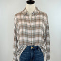 Flag and Anthem Leetonia Pucker Boyfriend Shirt in Sage and Pink-111 - Woven Top F/W (June- Nov)-Little Bird Boutique