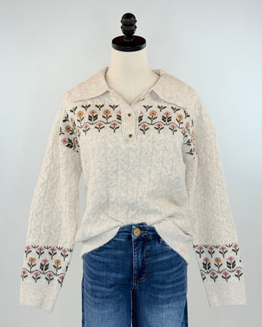 Flora Sweater in Oatmeal-131 - Sweaters F/W (June - Nov)-Little Bird Boutique