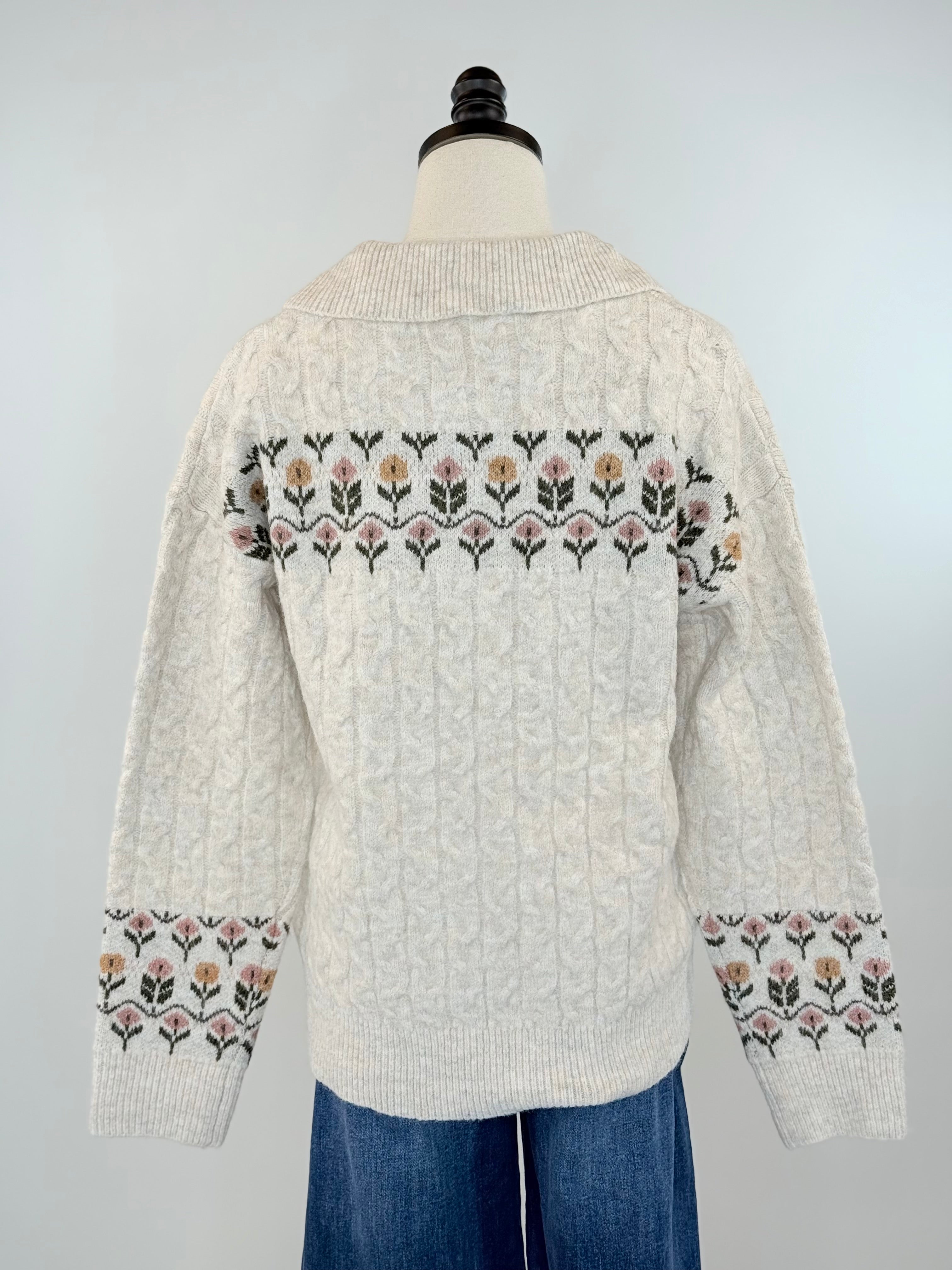 Flora Sweater in Oatmeal-131 - Sweaters F/W (June - Nov)-Little Bird Boutique