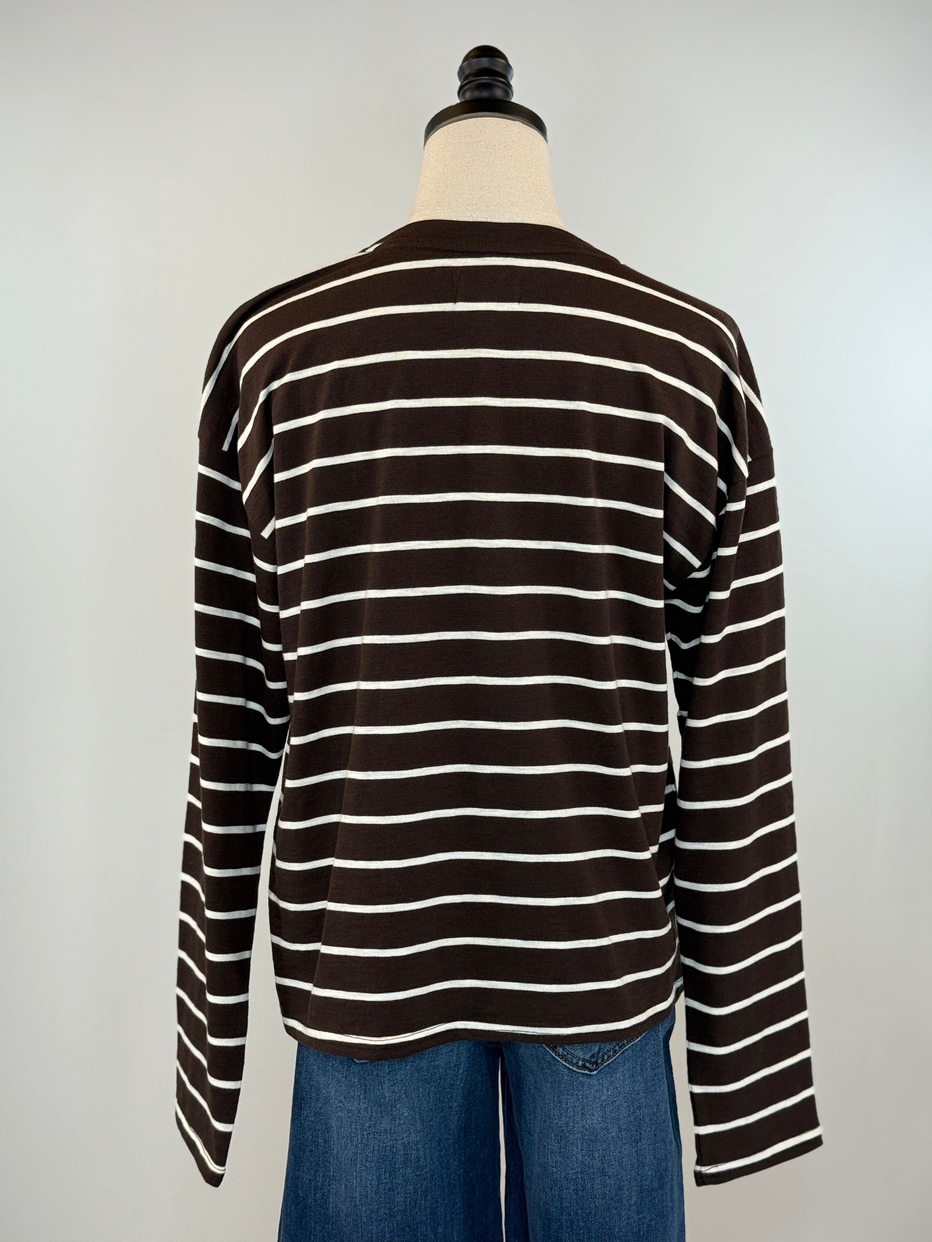 Thread and Supply Nellie Top in Coffee and White Stripe-121 - Jersey Tops F/W (June - Nov)-Little Bird Boutique