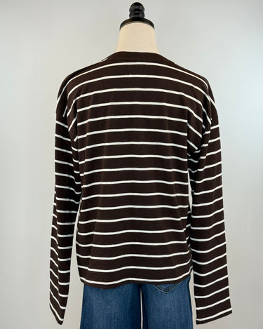 Thread and Supply Nellie Top in Coffee and White Stripe-121 - Jersey Tops F/W (June - Nov)-Little Bird Boutique