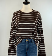 Thread and Supply Nellie Top in Coffee and White Stripe-121 - Jersey Tops F/W (June - Nov)-Little Bird Boutique