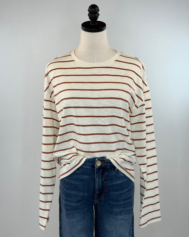 Thread and Supply Nellie Top in Off White and Brown Stripe-121 - Jersey Tops F/W (June - Nov)-Little Bird Boutique