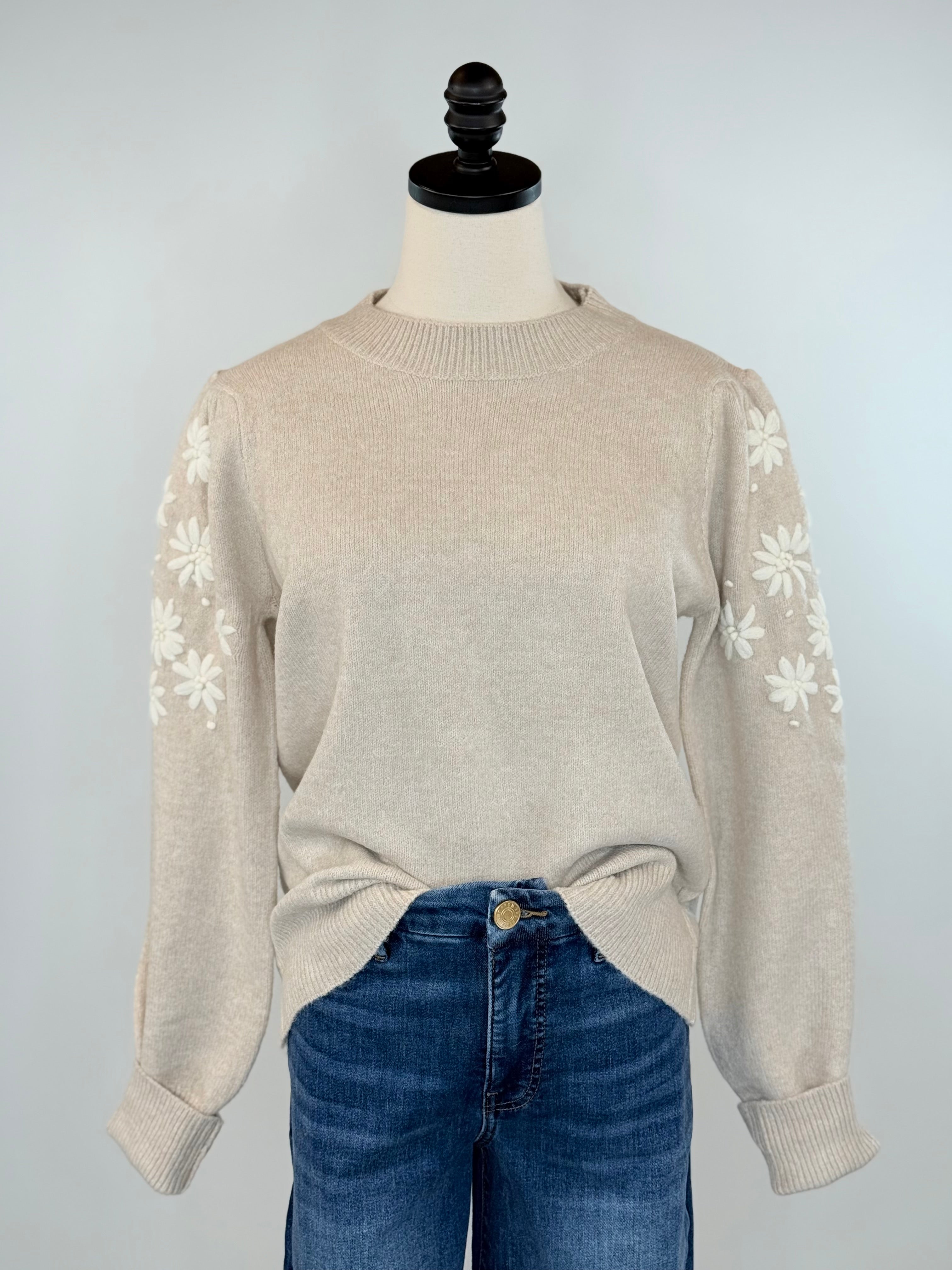 Daisy Sweater in Taupe-131 - Sweaters F/W (June - Nov)-Little Bird Boutique