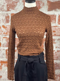 Sanctuary Lace Mock Top in Caramel Cafe-122 Jersey Tops - Long Sleeve-Little Bird Boutique