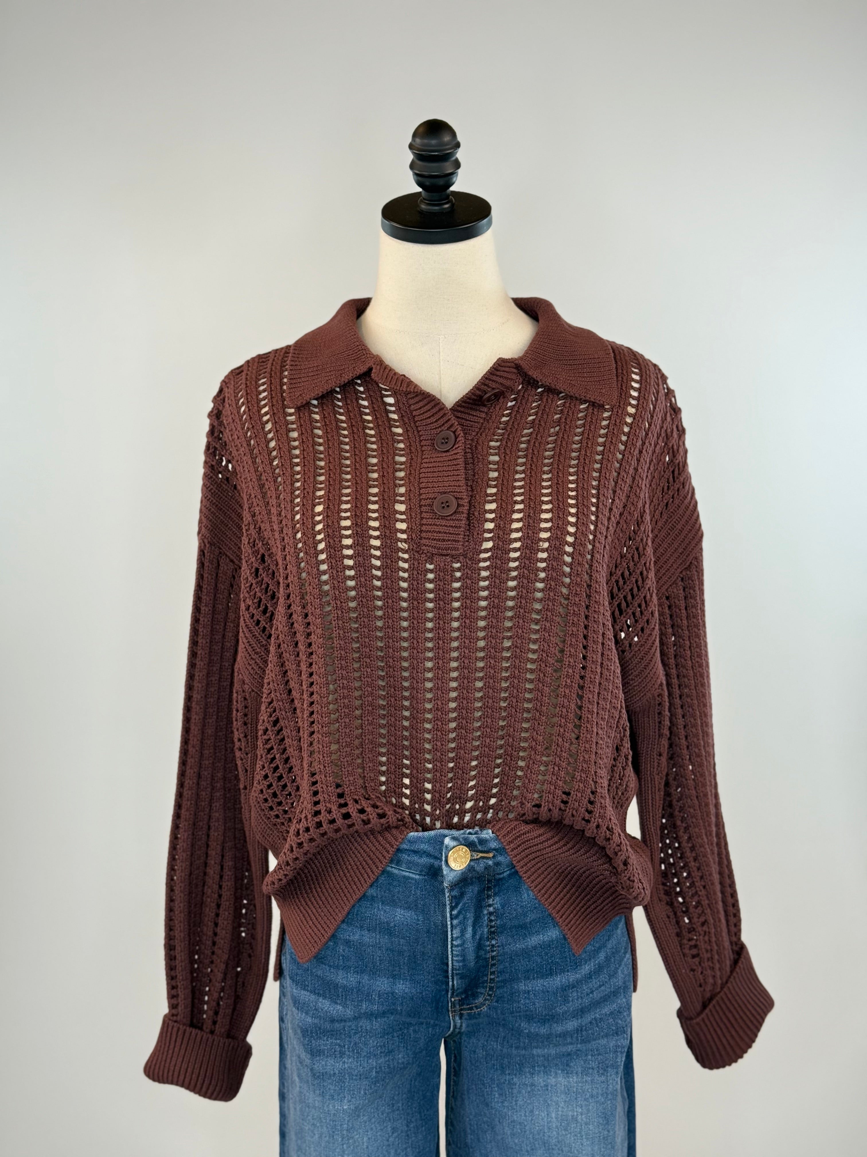 Z Supply Looking Glass Polo Sweater in Sandalwood-131 - Sweaters F/W (June - Nov)-Little Bird Boutique