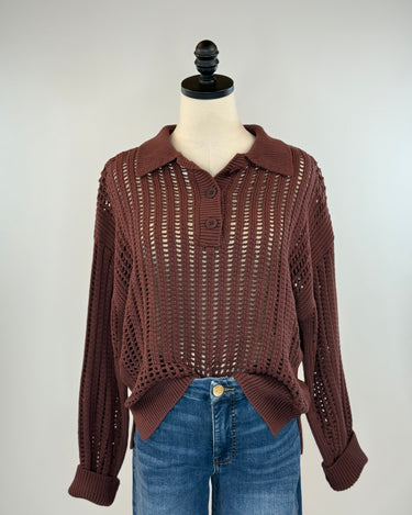 Z Supply Looking Glass Polo Sweater in Sandalwood-131 - Sweaters F/W (June - Nov)-Little Bird Boutique